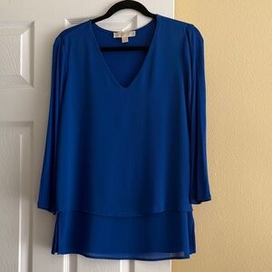 MICHAEL Michael Kors Mixed Woven & Knit Layered Hem Top Size S